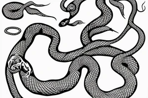A female figure with lines likes snakes for  the breast tattoo idea