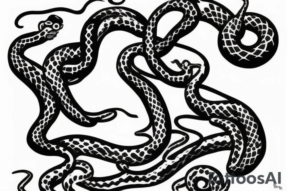 A female figure with lines likes snakes for the breast tattoo idea