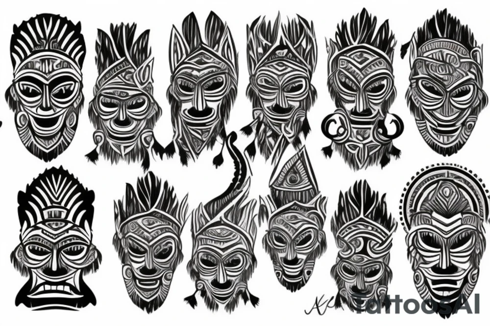 a sri lanki tribal mask tattoo idea
