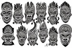 a sri lanki tribal mask tattoo idea