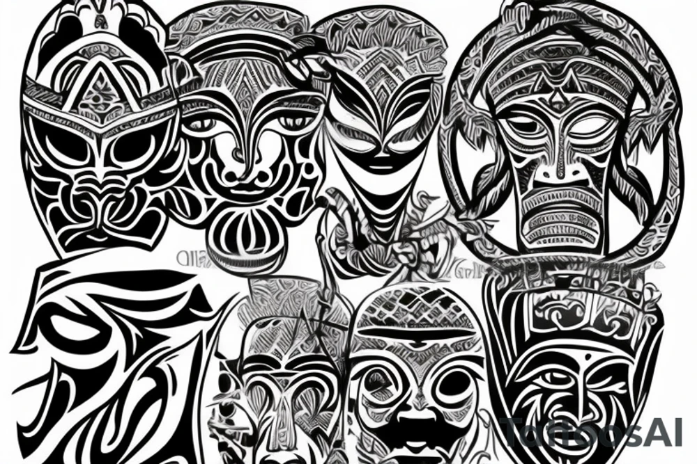 a sri lanki tribal mask tattoo idea