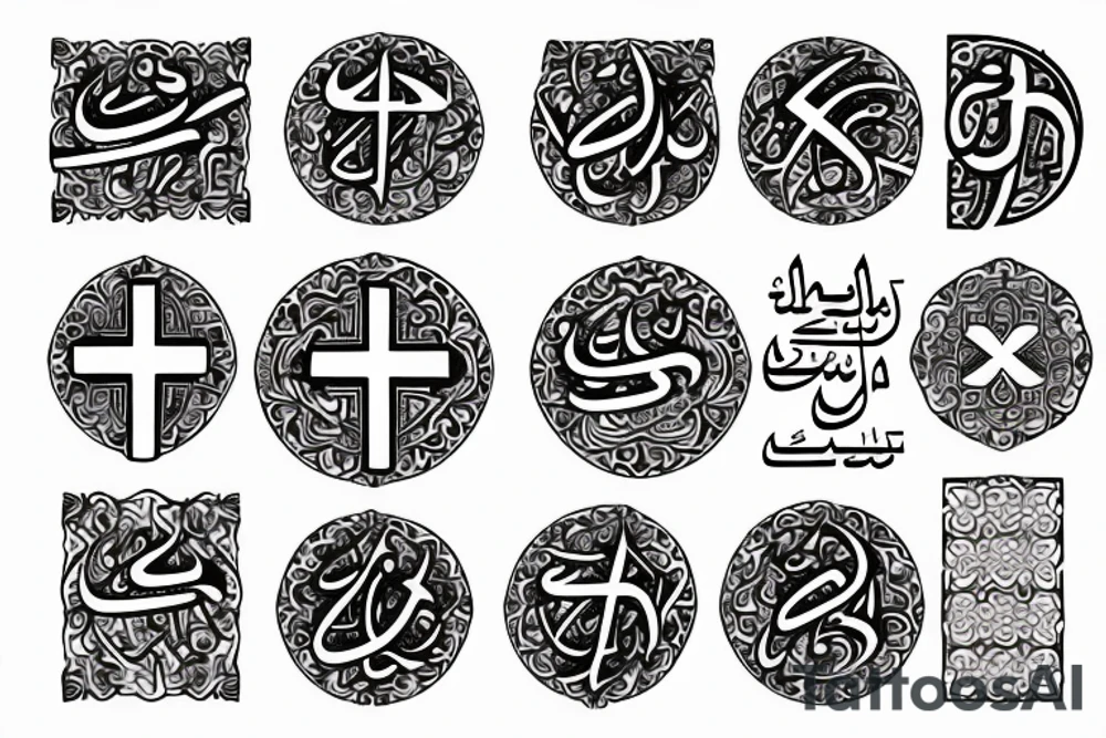 Cross with arabic date tattoo idea