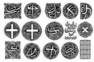 Cross with arabic date tattoo idea