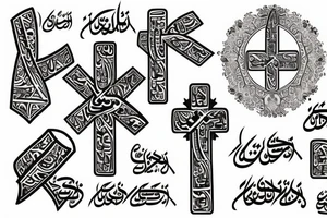 Cross with arabic date tattoo idea