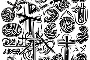 Cross with Arabic date underneath it tattoo idea