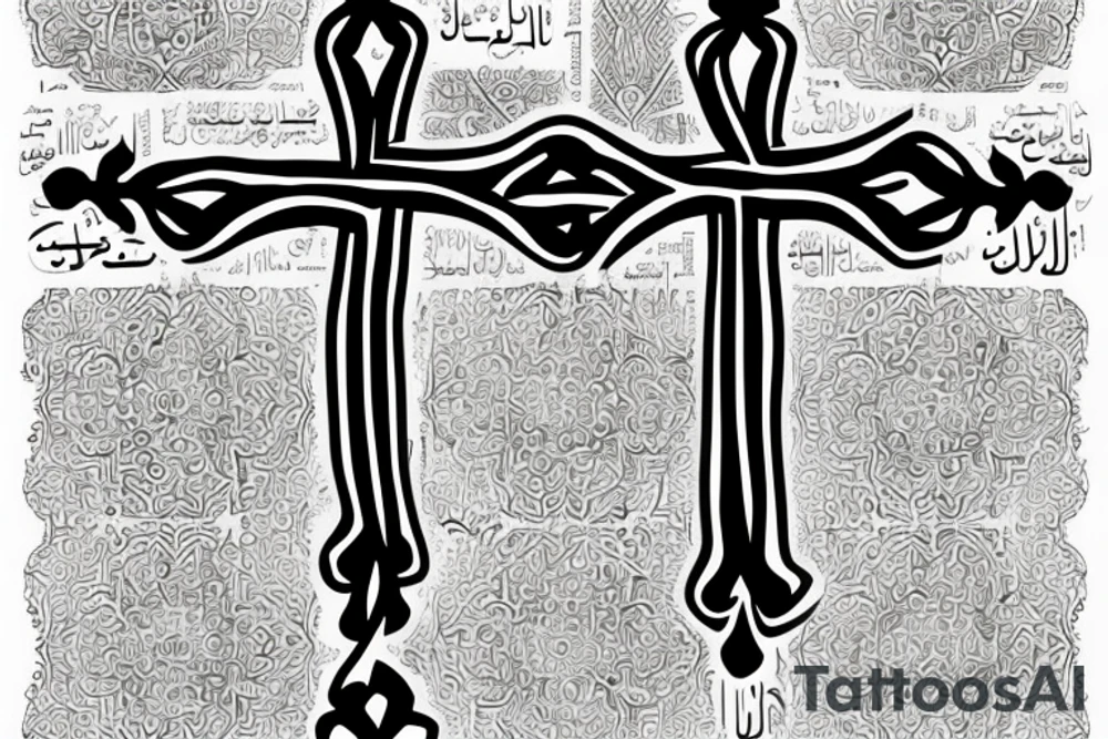 Simple  Cross with Arabic date underneath it tattoo idea