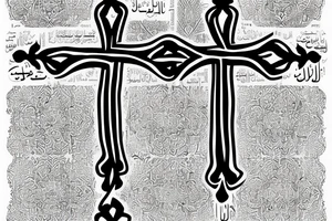 Simple  Cross with Arabic date underneath it tattoo idea