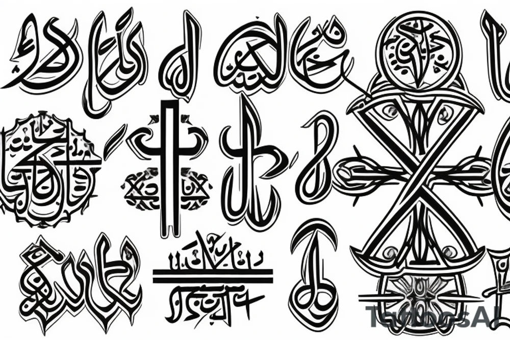 Simple  Cross with Arabic date underneath it tattoo idea