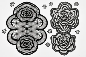 hexapattern, defuse rose, Aleksander 16.11.02, Maximilian 14.07.07 tattoo idea