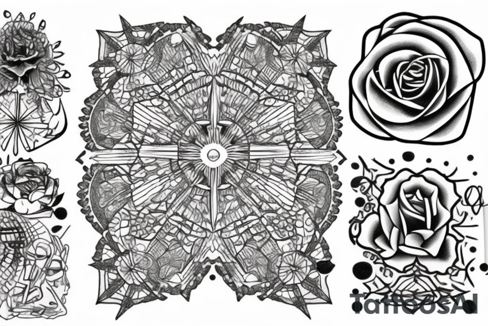 hexapattern, defuse rose, Aleksander 16.11.02, Maximilian 14.07.07 tattoo idea