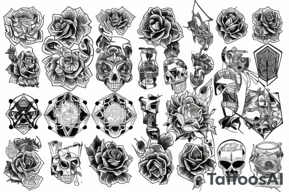 hexapattern, defuse rose, Aleksander 16.11.02, Maximilian 14.07.07 tattoo idea
