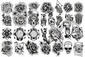 hexapattern, defuse rose, Aleksander 16.11.02, Maximilian 14.07.07 tattoo idea