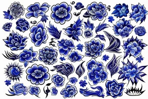 flower with flames of blue fires tattoo idea