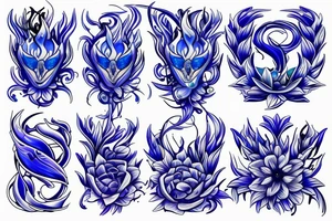 flower with flames of blue fires tattoo idea