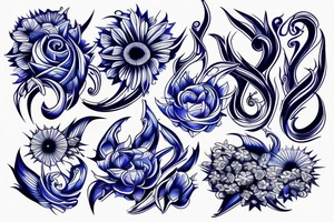 flower with flames of blue fires tattoo idea
