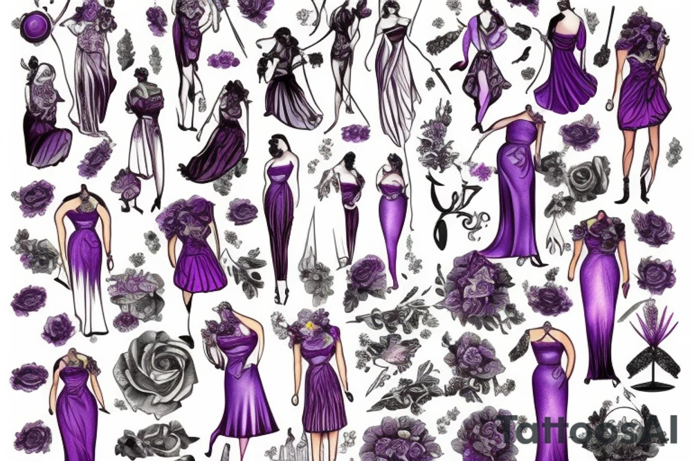 Euterpe purple dress tattoo idea