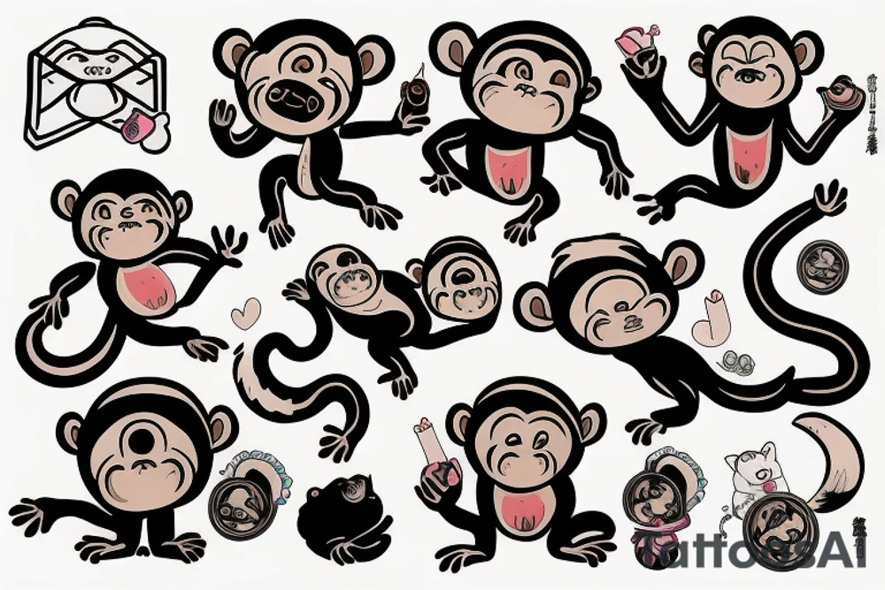 stray monkey with laptop tattoo idea