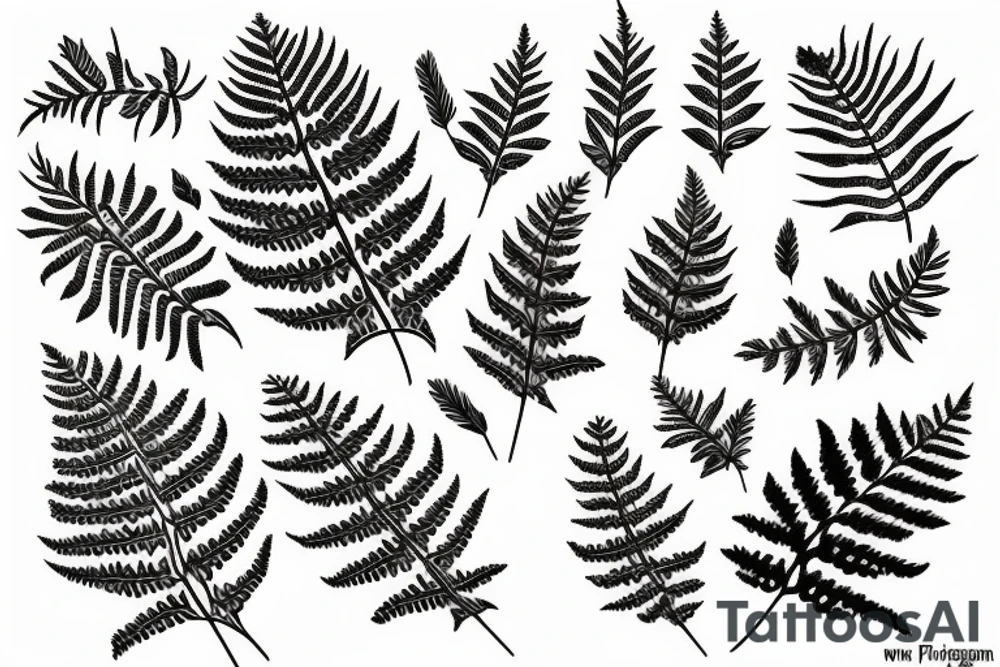 pattern horns fern fir branches juniper tattoo idea pattern horns fern fir branches juniper tattoo idea