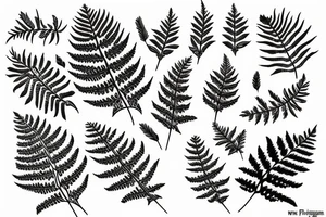 pattern horns fern fir branches juniper tattoo idea