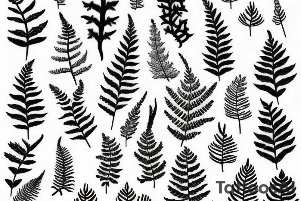 pattern horns fern fir branches juniper tattoo idea pattern horns fern fir branches juniper tattoo idea