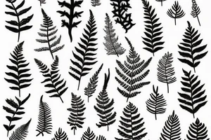 pattern horns fern fir branches juniper tattoo idea