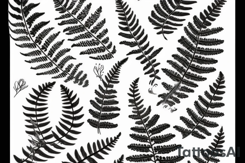pattern horns fern fir branches juniper tattoo idea