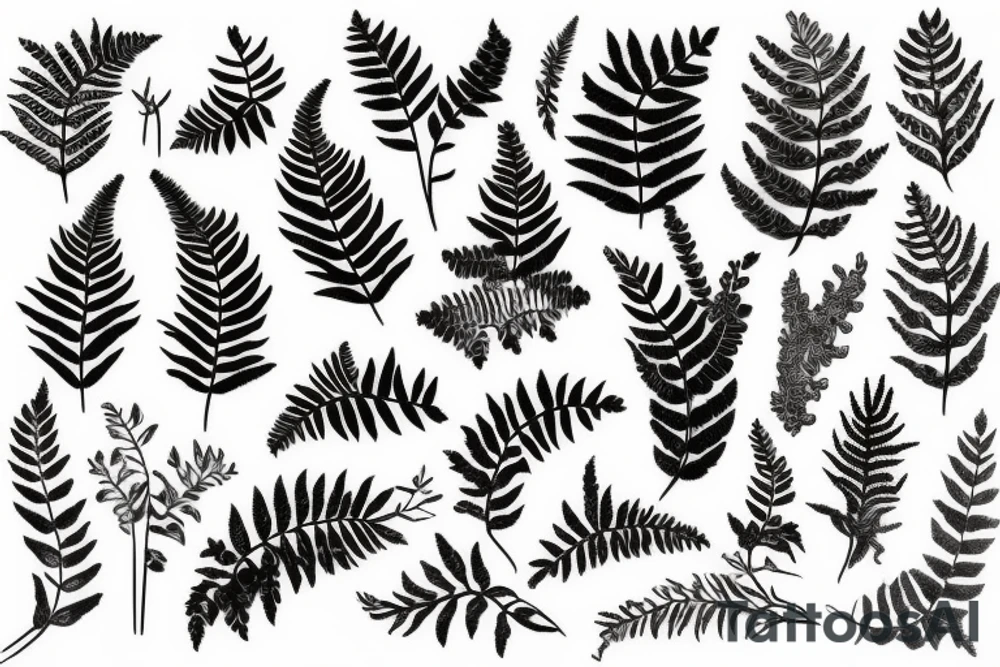 deer horns fern fir branches juniper tattoo idea