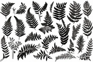 deer horns fern fir branches juniper tattoo idea