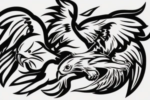 Flying eagle with angry face tattoo idea