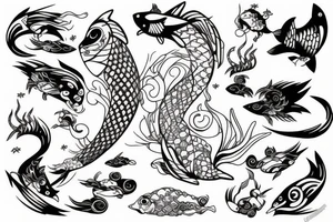 Divergent style pisces tattoo idea