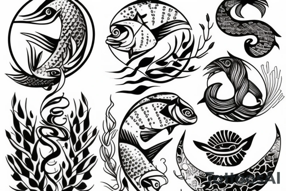 Divergent style pisces tattoo idea