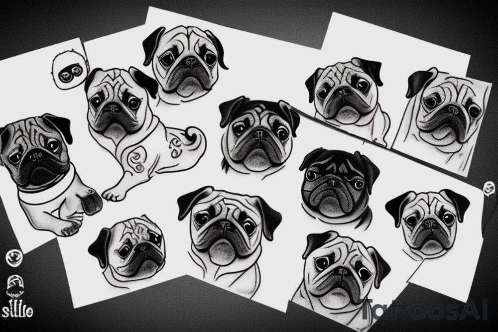 a stylisation of pug tattoo idea