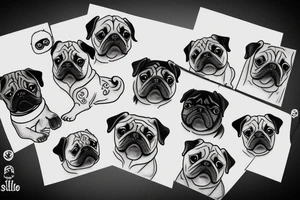 a stylisation of pug tattoo idea