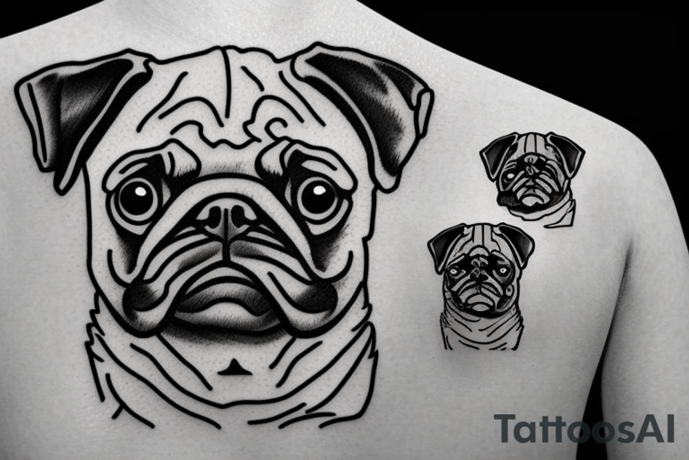 a stylisation of pug tattoo idea