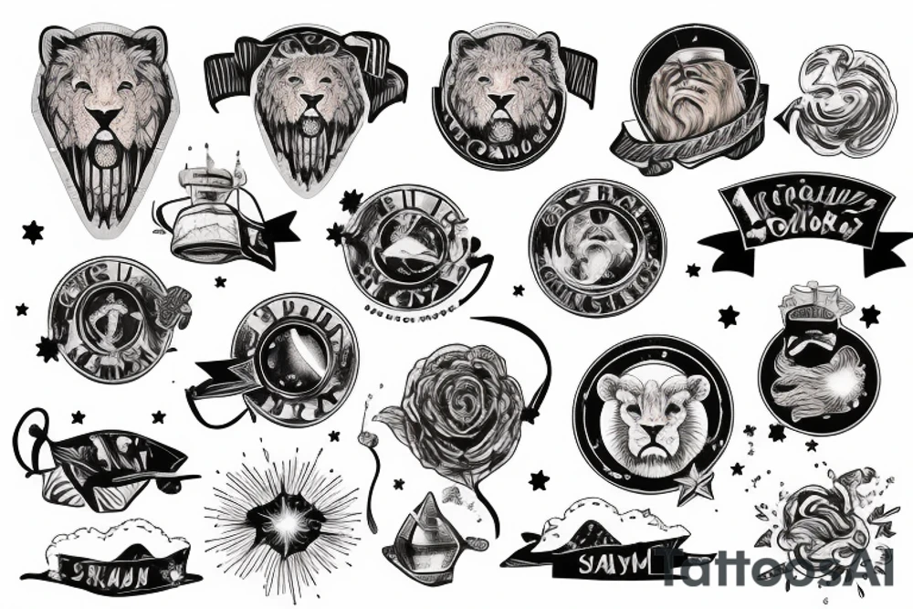 roaring lion starry sky background tattoo idea