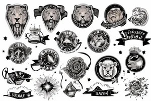 roaring lion starry sky background tattoo idea