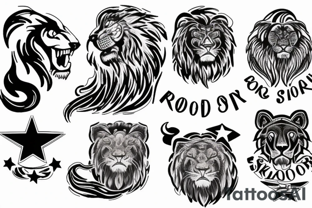 roaring lion starry sky background tattoo idea