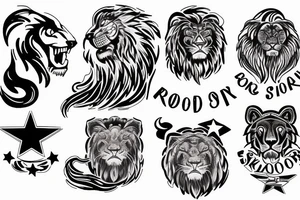 roaring lion starry sky background tattoo idea