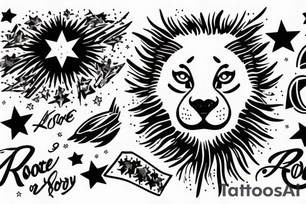 roaring lion starry sky background tattoo idea