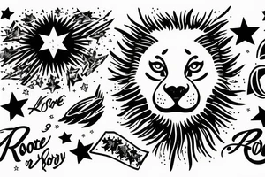 roaring lion starry sky background tattoo idea