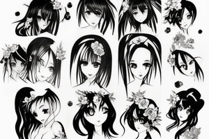 anime girl tattoo idea