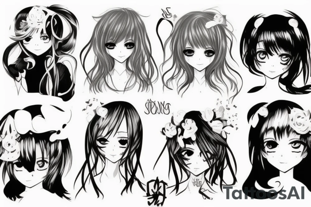 anime girl tattoo idea