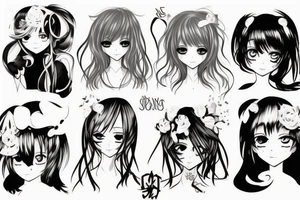 anime girl tattoo idea