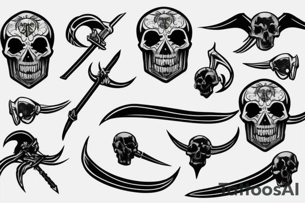 scythe with skull tattoo idea