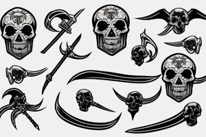 scythe with skull tattoo idea
