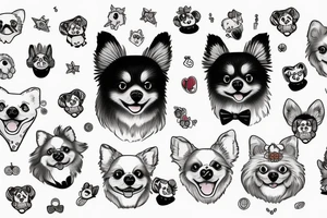Pomeranian dog with smiling face tattoo idea