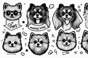 Pomeranian dog with smiling face tattoo idea