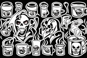 Grim reaper drinking coffee tattoo idea