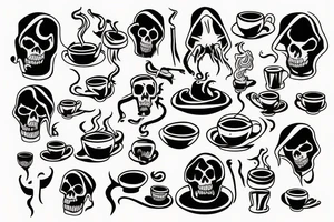 Grim reaper drinking coffee tattoo idea