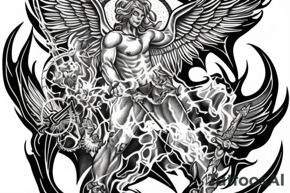 Full back 
Saint Michael vanquishing Satan tattoo idea